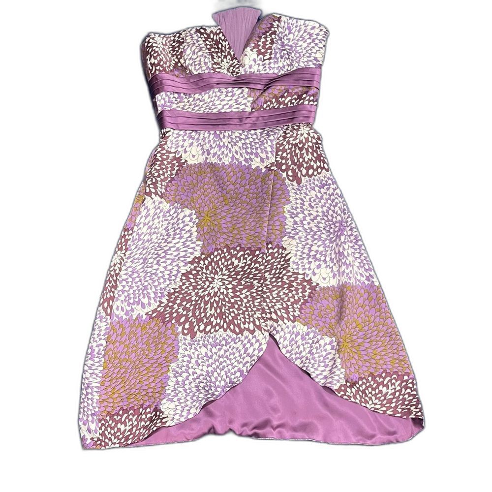 IvaNova Boutique Floral Strapless Dress in Purple and White SZ Small